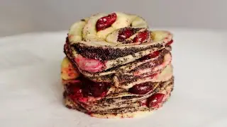 Easter Pastry - Cruffin with Poppy seeds and Cherries, with Apples and Raisins, with Berry filling.
