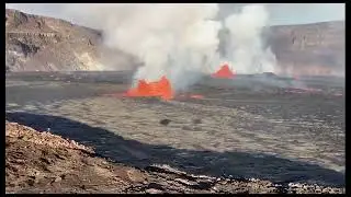 Aerial video of Kīlauea summit eruption in Halema‘uma‘u - June 7, 2023