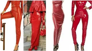 Latest version of women latex red outfits