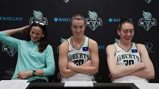 NY Liberty vs Storm 8/30/24 Postgame w Sabrina Ionescu, Breanna Stewart  & Coach Brondello