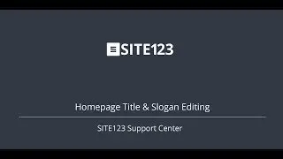 SITE123 - Homepage Title and slogan editing