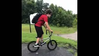 Large kid goes down a ditch and falls on bike
