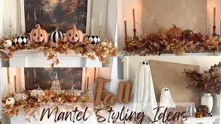 Fall & Halloween Chic, Classy Elevated Mantel Styling Decorating Ideas. Fall mantel decor ideas