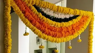 #Marigoldflowers #mangoleaves #lillyflowers #homefunctions #housewarmingceremony decoration ideas