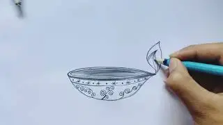 How to draw a Diya Drawing for Diwali step by step and very easy