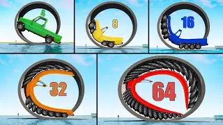 4 vs 16 vs 64 Wheels Car! #4 - Beamng drive