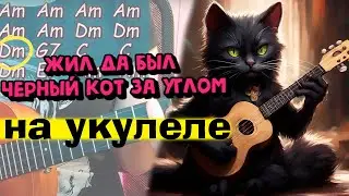 "ЧЕРНЫЙ КОТ" — АККОРДЫ НА УКУЛЕЛЕ. Тренируемся и играем! ("Браво", Жанна Агузарова)