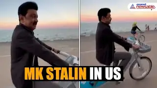 Tamil Nadu CM MK Stalin Enjoys Evening Bicycle Ride on US Beach | Secures ₹400 Crore Investment