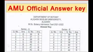 Aligarh Muslim University M.Sc.( Botany ) Answer key 2021-22/ AMU M.sc botany paper Answer key 2021