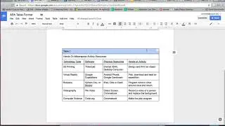 Google Docs APA Table Formating