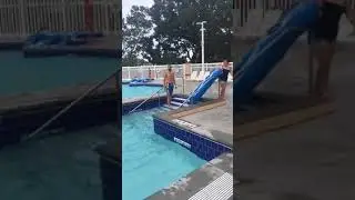 Eric and Sadie ride water slide Ocean Lakes