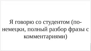 Как сказать по-немецки "Я говорю со студентом" - полный разбор фразы