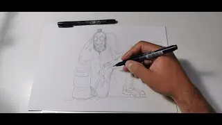 Dibujando en directo a HELLBOY - Entintado