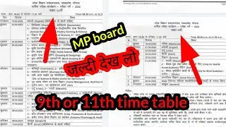 mp board class 11th time table || mp board class 9th time table || class 9th or 11th time table 2022