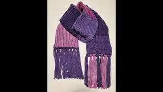 How to loom knit a scarf or muffler with tassels at the end