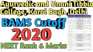A&U Tibbia College Delhi 2020 BAMS Cutoff Category wise NEET Marks and Rank