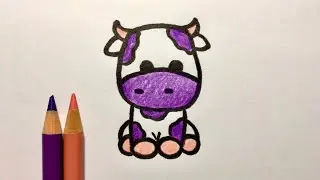 Tatlı MOR İnek çizimi, nasıl inek çizilir? Kolay çizimler🐮