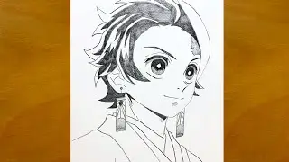 Anime Sketch | How to Draw Tanjiro Kamado from Demon Slayer | Step-by-Step Anime Art Process