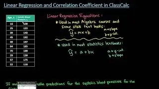 Linear Regression and Correlation Coefficient in ClassCalc