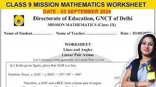 DOE Class 9 Mission Mathematics Worksheet | 03 September 2024