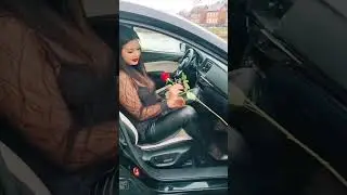 Black outfit and car, and the girl with red rose 🌹 @aija_vil