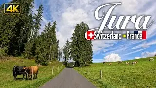 Scenic drive from Biel, Switzerland, through the Jura mountains, to Delle, France