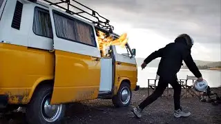 A FIRE BREAKED IN OUR CARAVAN AND THE TUBE BECAME ON FIRE, WE HARDLY ESCAPED IT