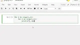 Multiplication table from 1 to 10 using nested for loop in python