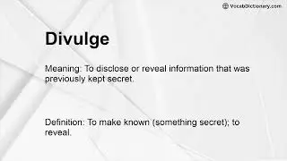 Divulge Meaning