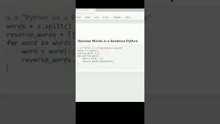 Reverse words of a String in Python #coding #programminglanguage #python #pythontricks #trending