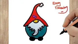 How to draw a christmas gnome step by step | DRAWING A CHRISTMAS GNOME EASY