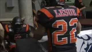 Arena Football: WR Mario Urrutia lands on ball boy!