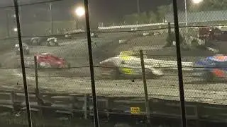 Dirt Track Racing Thunder in the Pines (Car Fire) New Egypt Speedway New Jersey.