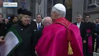 The Pope broke protocol by instinctively stepping forward to greet Ireland's 84-year-old President