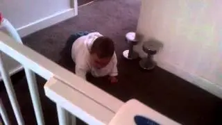 hehe camera shy but so much better at crawling!