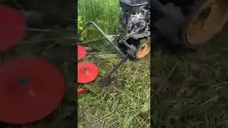 Роторная косилка на мотоблок в деле
