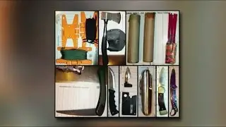 Man brings camping items through airport security