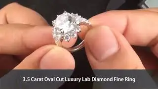 3.5 Carat Oval Cut Luxury Lab Diamond Fine Ring