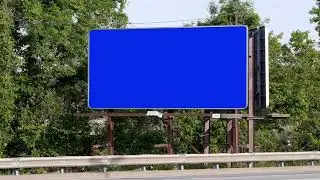 blank roadside billboard blue screen or Green screen