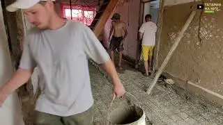 УРА/ ДА БУДЕТ ПОЛ/ СТЯЖКА ПОЛА СВОИМИ РУКАМИ/ ПОЛУЧАЕТСЯ КРАСИВО /ПЕРВЫЙ ШАГ В РЕМОНТЕ ДОМА ПОЕХАЛИ