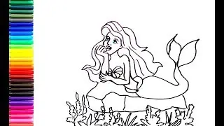 How to draw Ariel the Disney Princess with felt pens