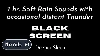 1 Hour Rain and Thunder Black Screen, Dark Screen for Sleeping, Relaxing Rain, and Thunder Sounds
