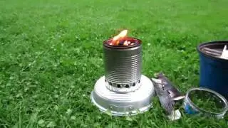 Wood Gas Stove burning