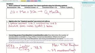 S'more Stoichiometry Lab Explanation Part 2 - Post Lab Questions 1 - 7