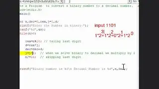 Program to convert a binary number to decimal number c programming