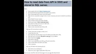 How to read data from API using SSIS and stored in SQL server.