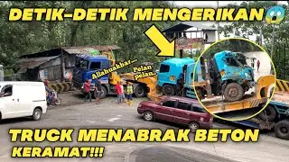 TEREKAM JELAS DETIK DETIK TRUCK MENABRAK BETON SITINJAU LAUIK