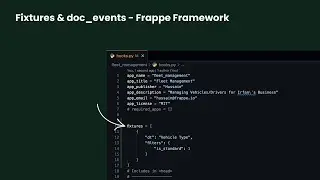 Fixtures and Doc Events (using hooks) in Frappe Framework!
