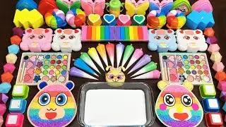 BEAR RAINBOW Slime !!!Mixing random into GLOSSY slime !!! Satisfying Tom Slime