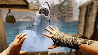 We Built a MANSION on THE OCEAN... and there are sharks. (The Forest VR episode 3)